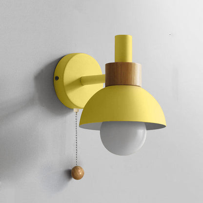 Globe Wall Light with Pull Chain Switch for Bedroom & Living Room – Dome Shade Sconce, Vintage-Inspired Design