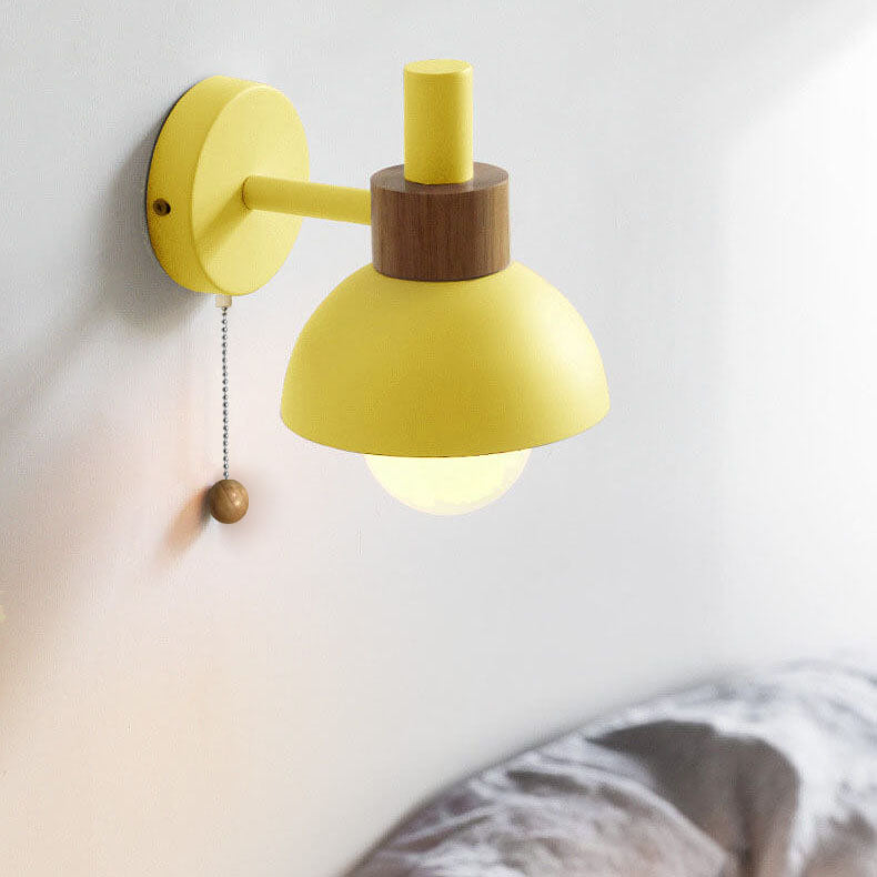 Globe Wall Light with Pull Chain Switch for Bedroom & Living Room – Dome Shade Sconce, Vintage-Inspired Design