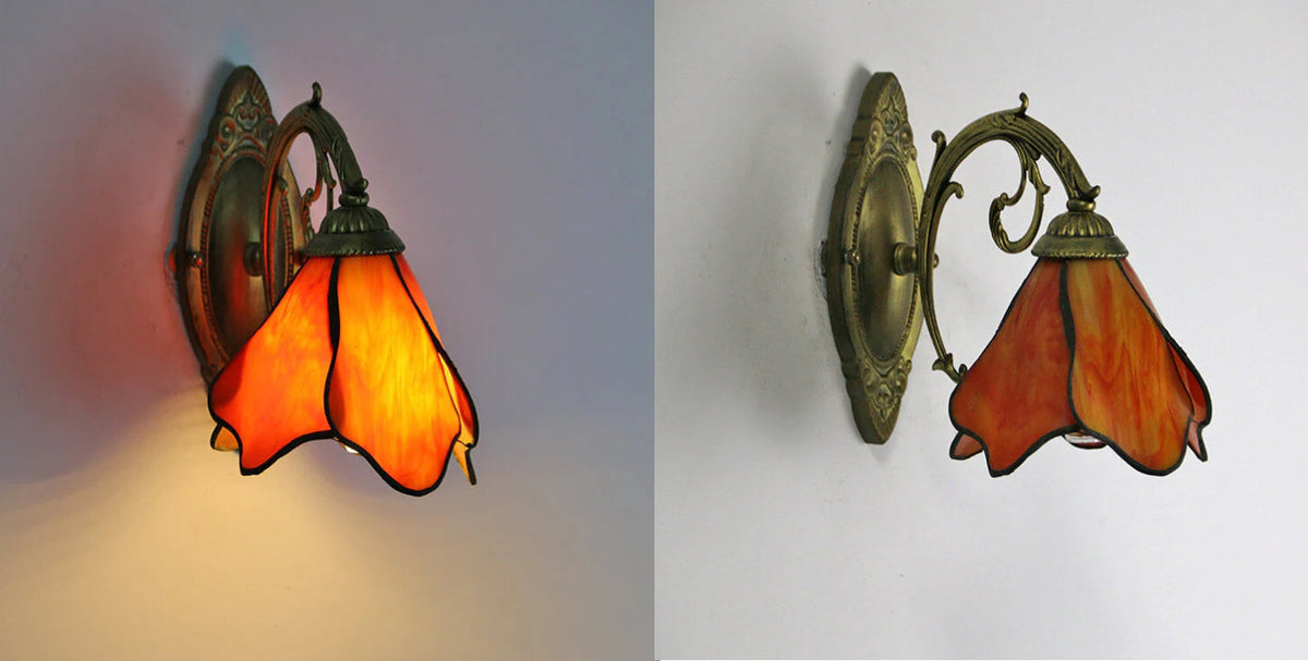 Glass Shade Wall Sconce in Blue Red Pink Bronze Clear 10×8 Inches for Bedroom Bedside Living Room Study Hardwired E26 Socket Metal Resin