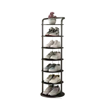 Metal Shoe Rack Tower – Vertical Round Organizer for Entryway & Closet – 5 to 8 Tier Storage