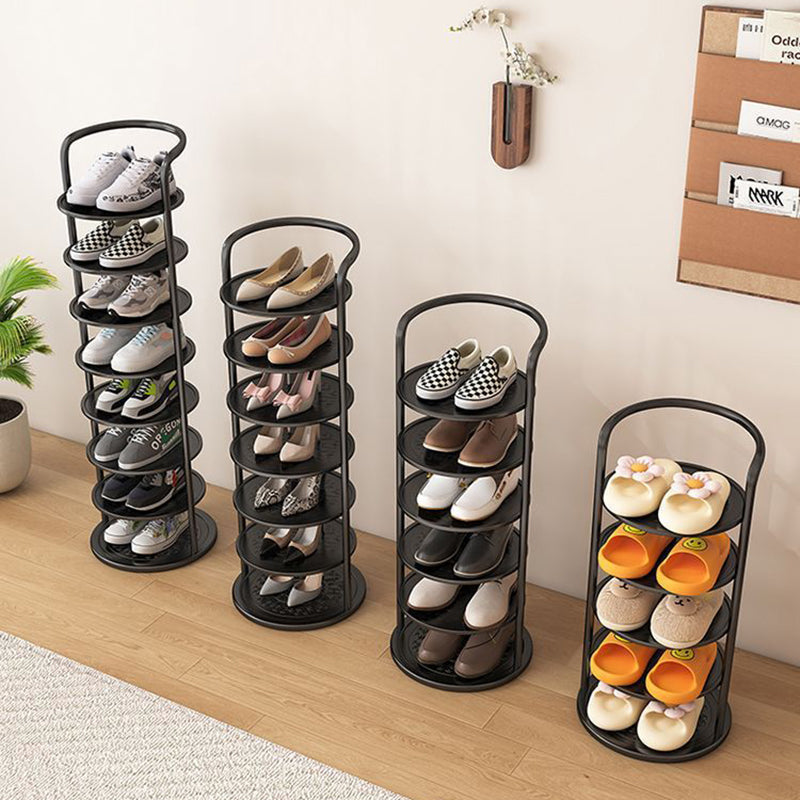 Vertical Footwear Tower 30 in Tall Multi-Level Steel Frame Hallway Organizer Slim Profile Space Saver for Apartments Dorms Modern Entryways