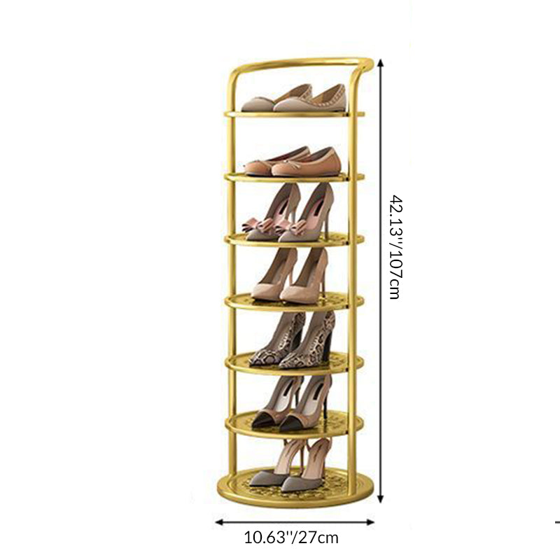 Metal Shoe Rack Tower – Vertical Round Organizer for Entryway & Closet – 5 to 8 Tier Storage