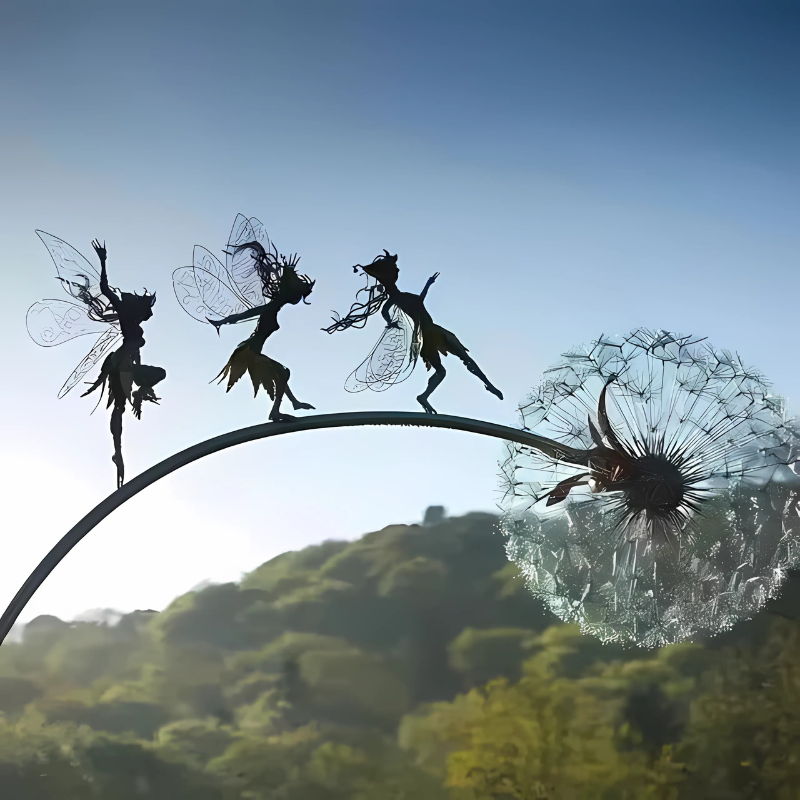Dancing Fairy Garden Sculpture – Metal Outdoor Art Figurine with Wings for Yard, Patio & Garden Whimsy