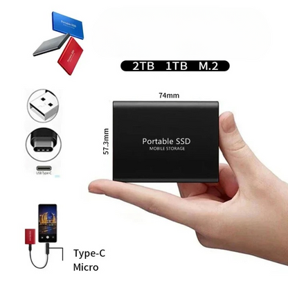 Portable External SSD Drive 1050MB/s High-Speed USB-C Storage for Mac PC Laptop Desktop