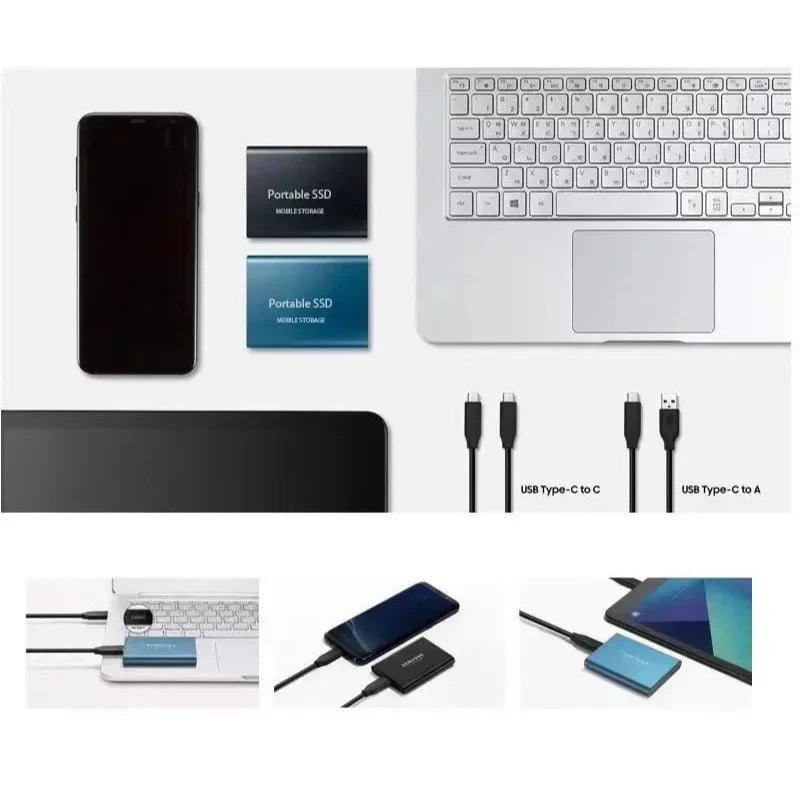 Portable External SSD Drive 1050MB/s High-Speed USB-C Storage for Mac PC Laptop Desktop