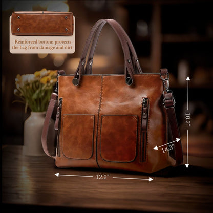 Genuine Leather Shoulder Bag with Adjustable Strap - Flap Closure Handbag for Women, Everyday Crossbody Purse