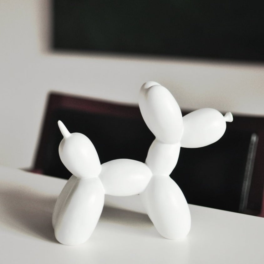 Glossy Resin Pup Figurine 7.9 Inches Tall Contemporary Shelf Accent Piece Kids Bedroom Decor Playful Tabletop Ornament Modern Home Styling