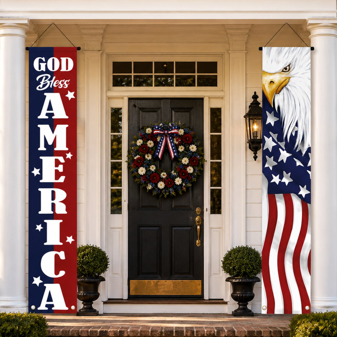 God Bless America™ – Patriotic Eagle Porch Banner Set