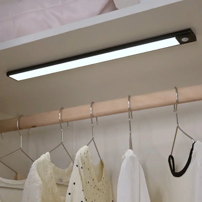 Motion Sensor LED Light Bar Rechargeable Aluminum 20 in Wireless Closet Cabinet Hallway Under Counter Lighting Warm Neutral Cool White