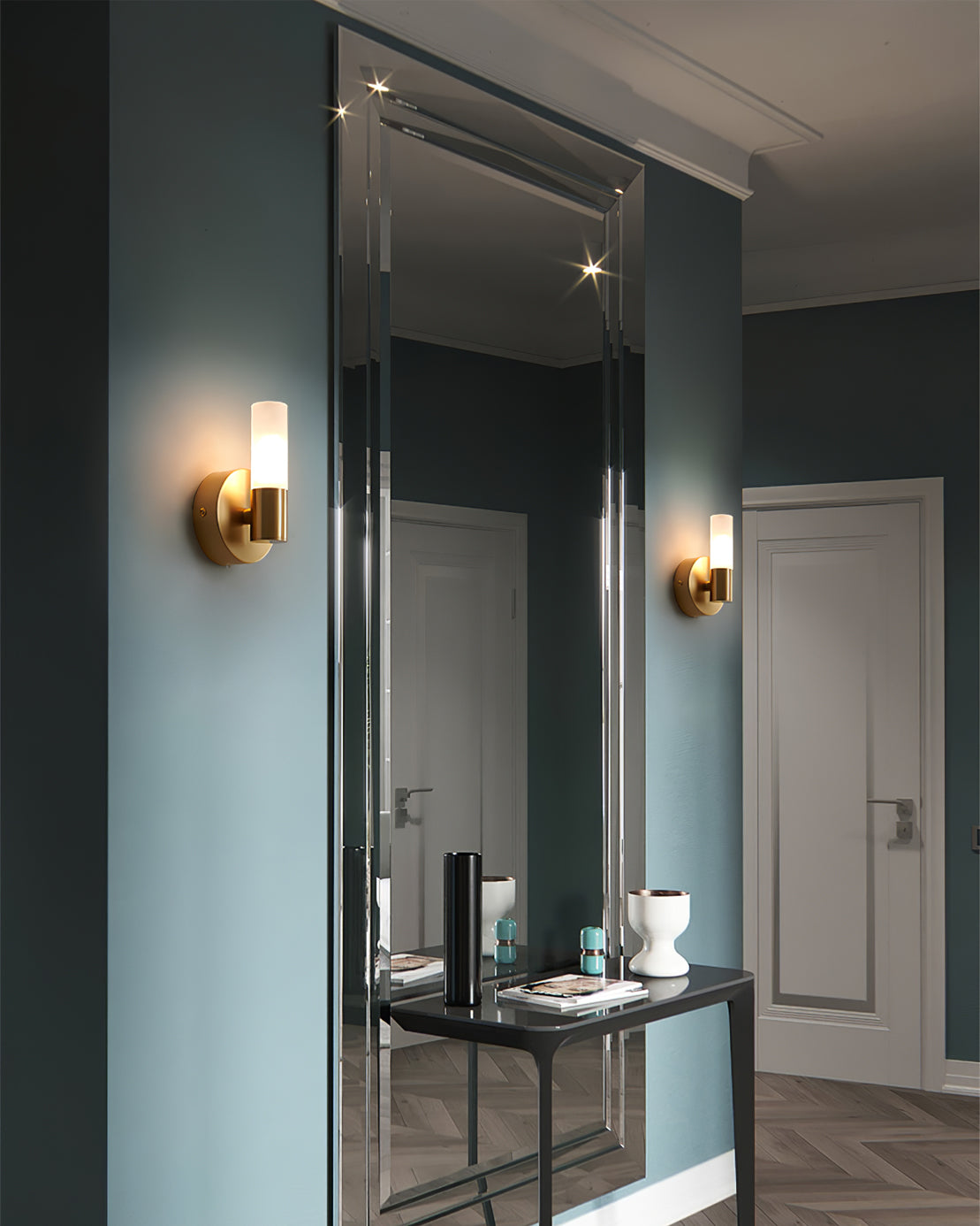 Modern Wall Sconce with Energy-Efficient LED Lighting for Bedroom, Hallway & Living Room | Classic Metal & Glass Indoor Fixture