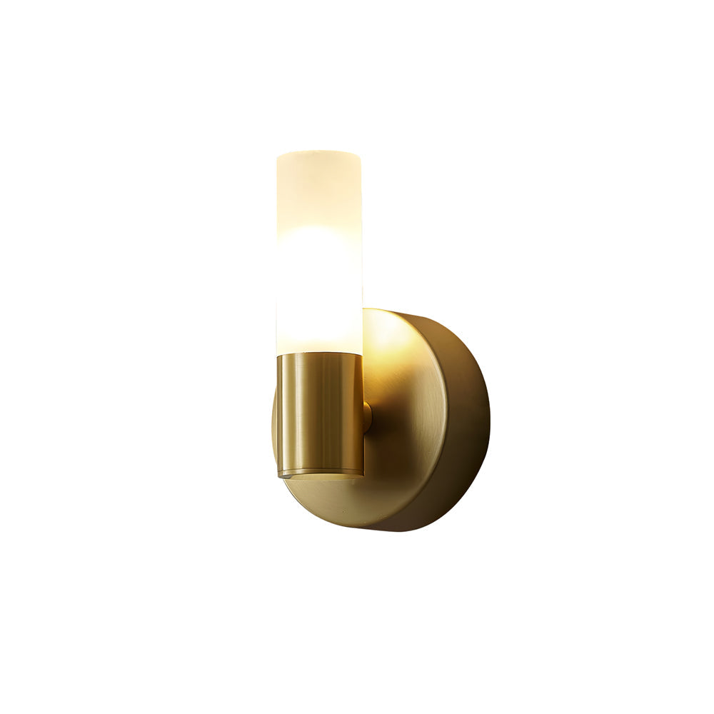 Indoor Wall Sconce Cylinder Frosted Glass Shade 3 Inch G9 Socket Hardwired Fixture Bathroom Hallway Bedroom Accent Lighting Gold Metal Frame