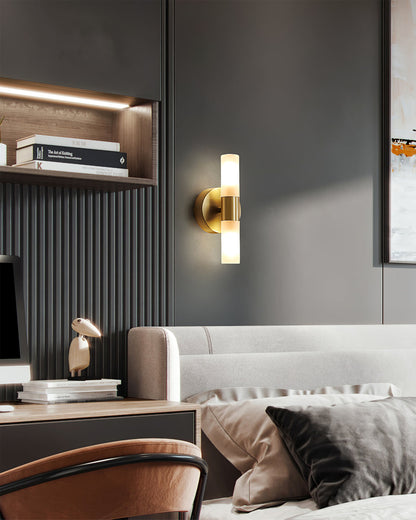 Modern Wall Sconce with Energy-Efficient LED Lighting for Bedroom, Hallway & Living Room | Classic Metal & Glass Indoor Fixture