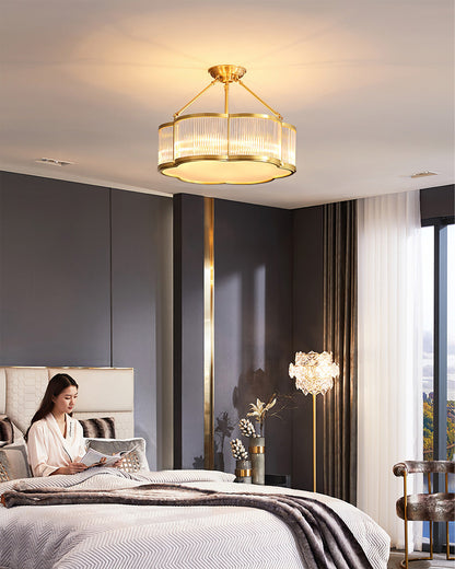 Brass Glass Flush Mount Ceiling Light 20 Inch Quatrefoil Design for Bedroom Living Room Dining Room Indoor Lighting Fixture