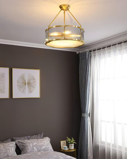 Brass Glass Flush Mount Ceiling Light 20 Inch Quatrefoil Design for Bedroom Living Room Dining Room Indoor Lighting Fixture