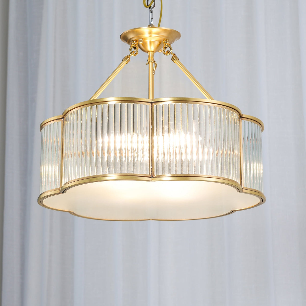 Brass Glass Flush Mount Ceiling Light 20 Inch Quatrefoil Design for Bedroom Living Room Dining Room Indoor Lighting Fixture