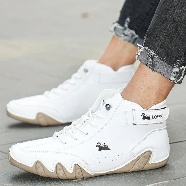 Men's Waterproof High-Top Sneakers with Elastic Slip-On Design - Durable Rubber Sole Boots for Street Style & All-Weather Wear