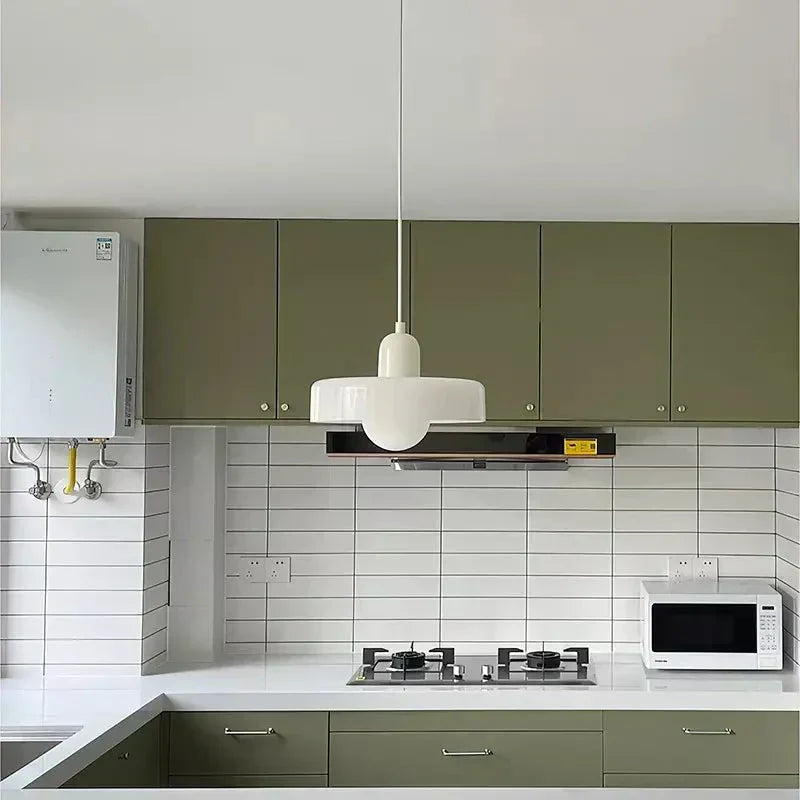 Handcrafted Art Glass Dome Pendant Light, Adjustable Modern Hanging Fixture for Dining Room Kitchen Island Living Room