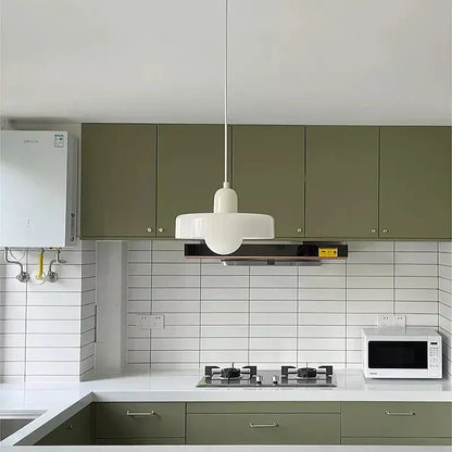 Handcrafted Art Glass Dome Pendant Light, Adjustable Modern Hanging Fixture for Dining Room Kitchen Island Living Room