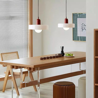 Glass Disc Pendant Light with Adjustable Cord – Modern Ceiling Fixture for Dining Room, Kitchen Island & Living Room