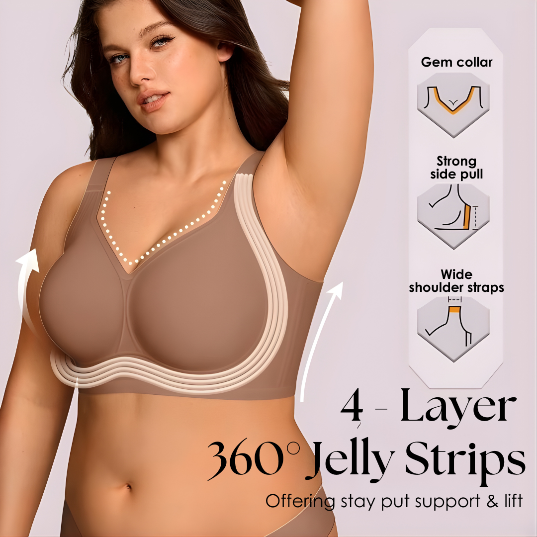 Wireless Push-Up Comfort Bra with Silicone Support Bands for All-Day Lift and Shape
