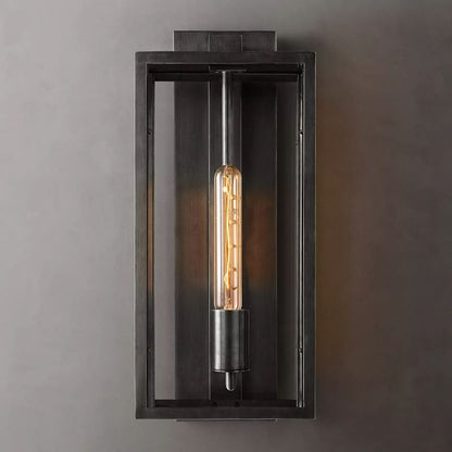Glass & Steel Frame Wall Light Fixture with LED Bulb for Entryway, Bedroom & Hallway
