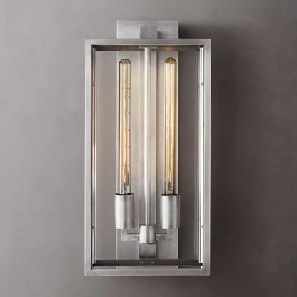Glass & Steel Frame Wall Light Fixture with LED Bulb for Entryway, Bedroom & Hallway