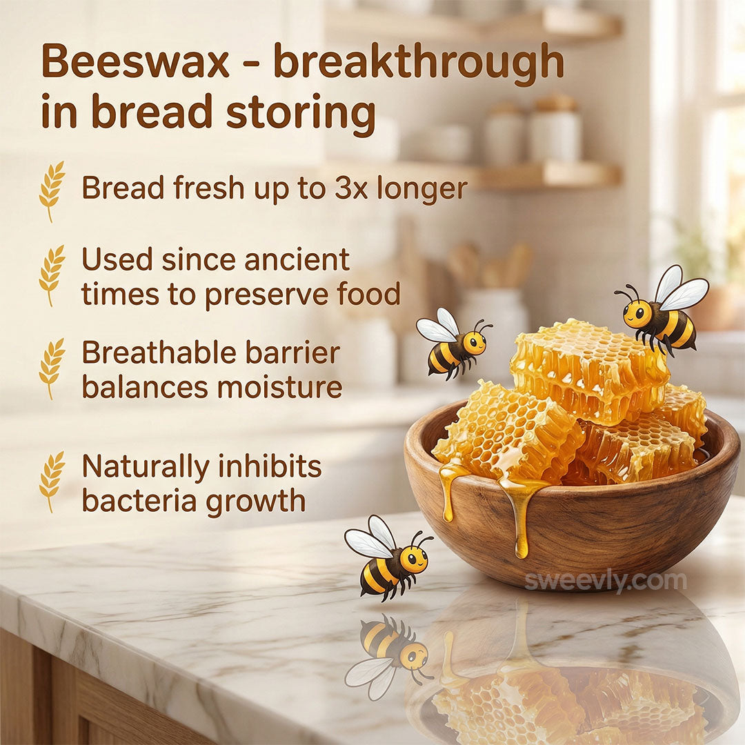 Organic Cotton Bread Bag with Pure Beeswax Lining | Reusable Bread Storage Pouch for Homemade Sourdough and Artisan Loaves | Kitchen Fresh-K