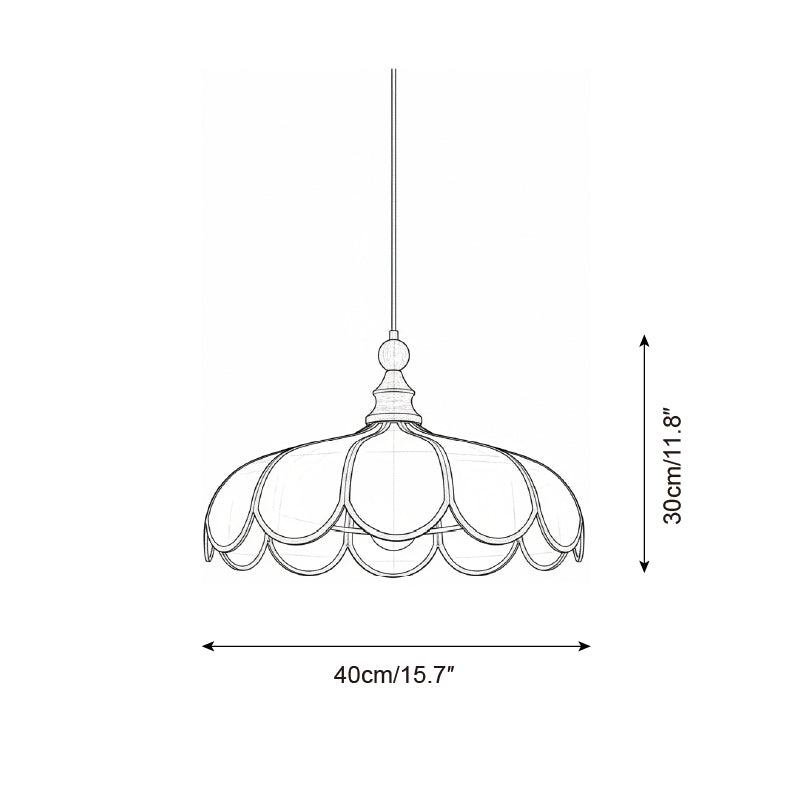 Woven Fiber Dome Ceiling Fixture with Wood Trim – 16 to 24 Inch Sizes – Adjustable Drop Suspension for Kitchens, Breakfast Nooks & Dining Ar