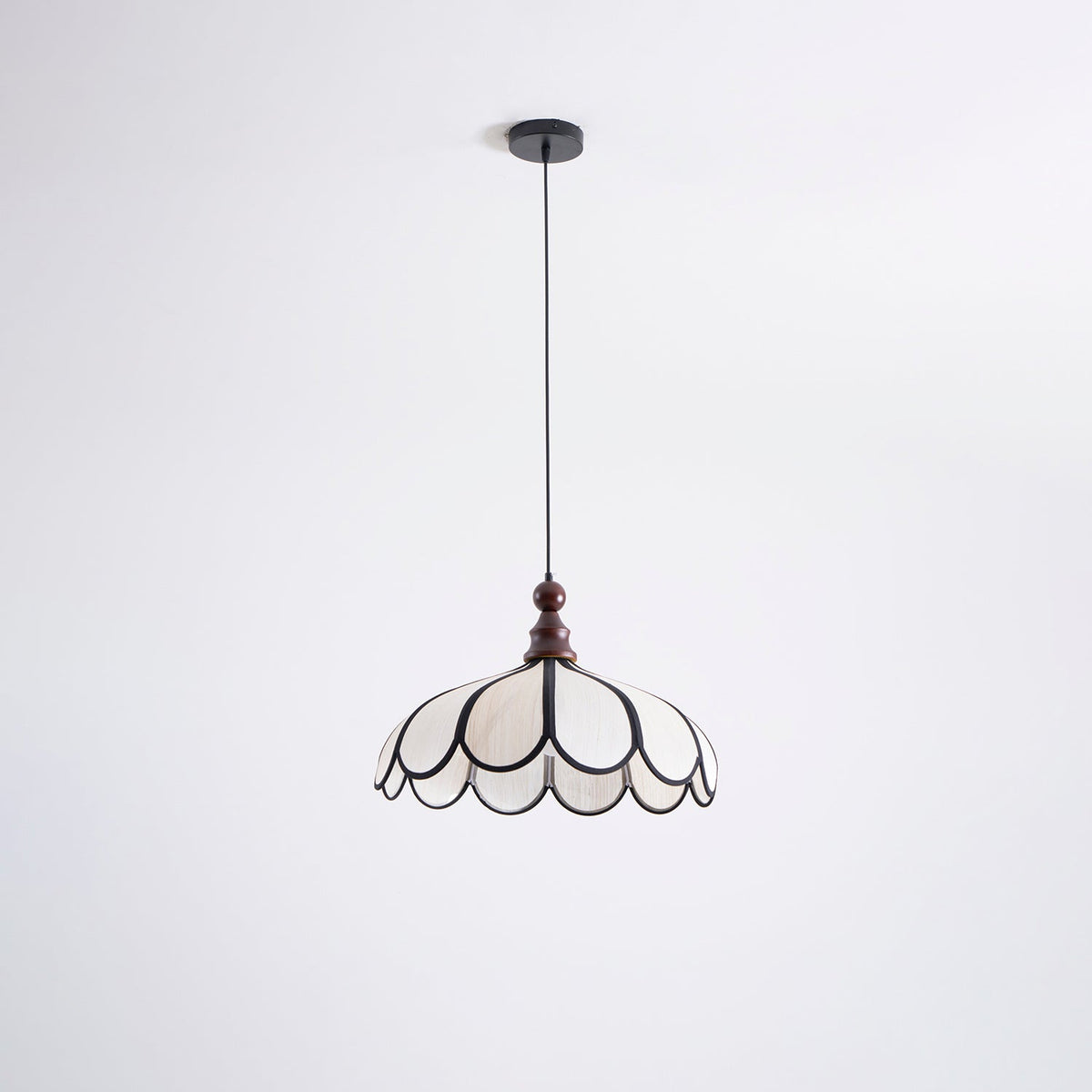 Woven Fiber Dome Ceiling Fixture with Wood Trim – 16 to 24 Inch Sizes – Adjustable Drop Suspension for Kitchens, Breakfast Nooks & Dining Ar