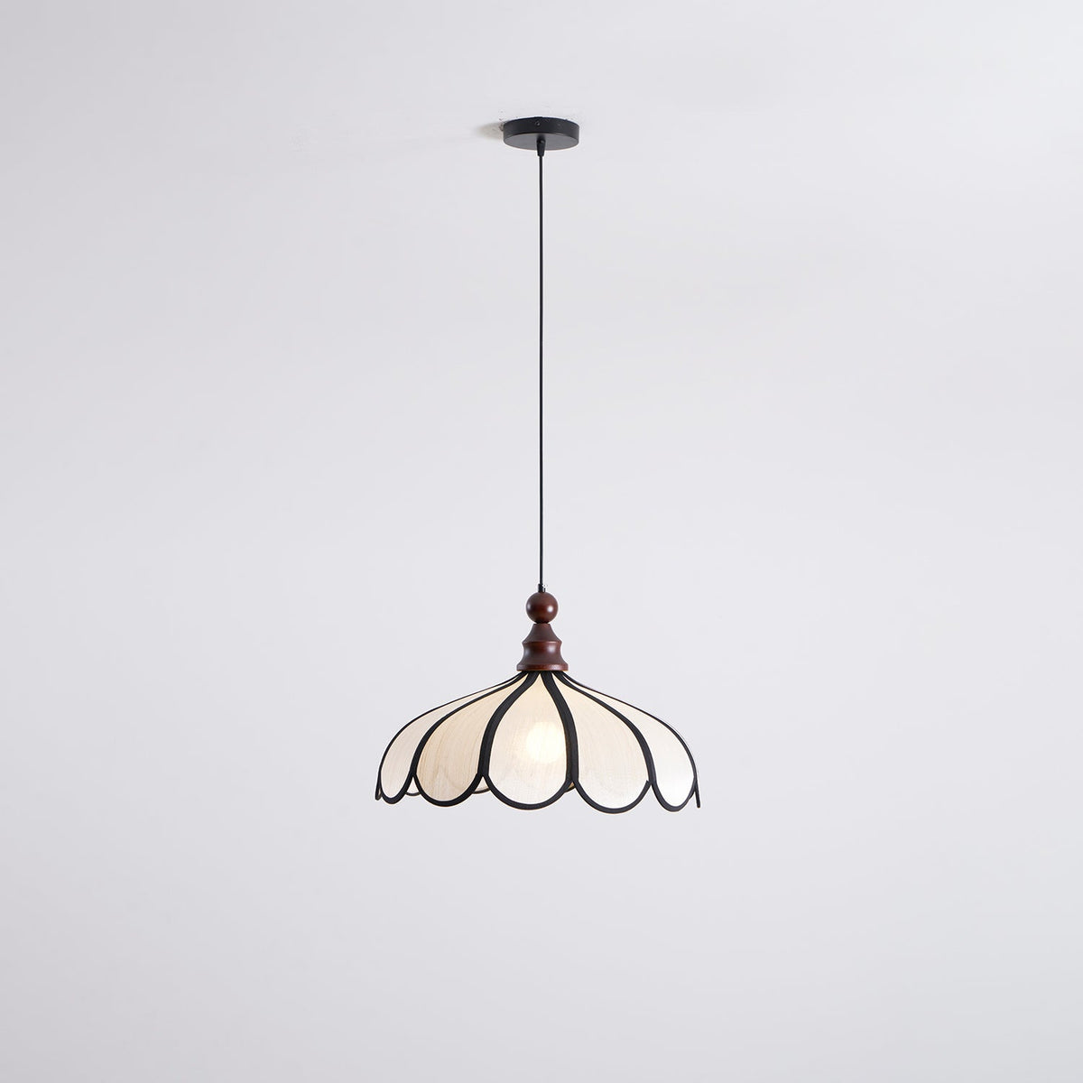 Woven Fiber Dome Ceiling Fixture with Wood Trim – 16 to 24 Inch Sizes – Adjustable Drop Suspension for Kitchens, Breakfast Nooks & Dining Ar