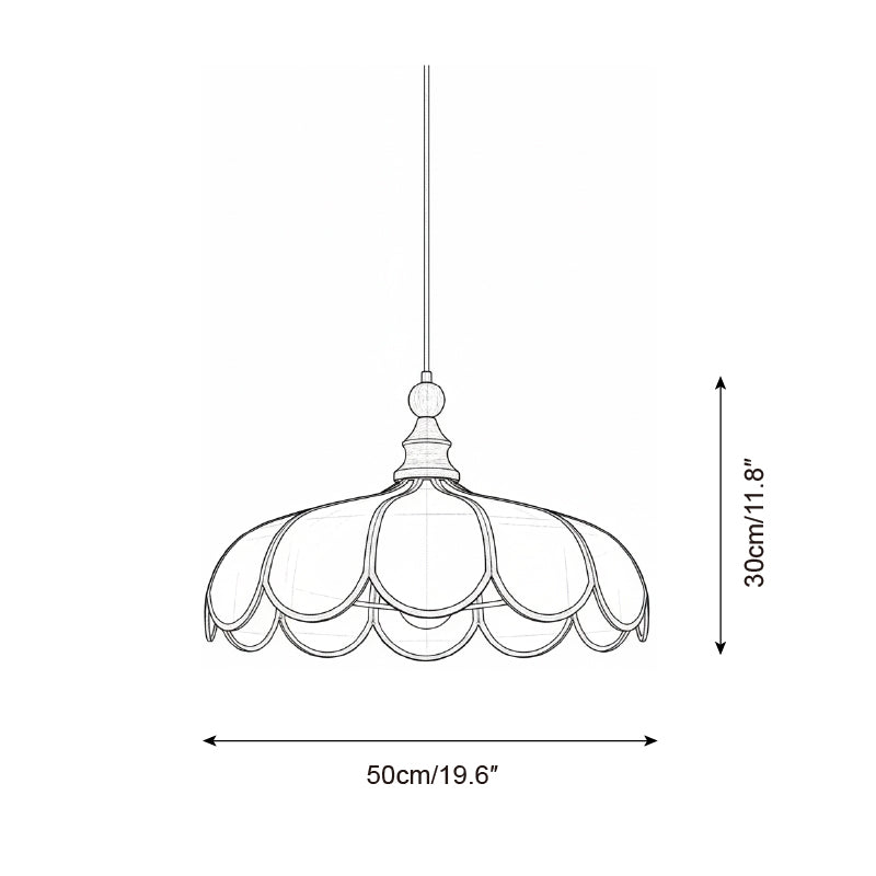 Woven Fiber Dome Ceiling Fixture with Wood Trim – 16 to 24 Inch Sizes – Adjustable Drop Suspension for Kitchens, Breakfast Nooks & Dining Ar
