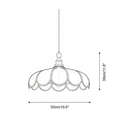 Woven Fiber Dome Ceiling Fixture with Wood Trim – 16 to 24 Inch Sizes – Adjustable Drop Suspension for Kitchens, Breakfast Nooks & Dining Ar