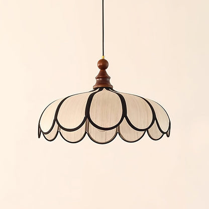 Woven Fiber Dome Ceiling Fixture with Wood Trim – 16 to 24 Inch Sizes – Adjustable Drop Suspension for Kitchens, Breakfast Nooks & Dining Ar