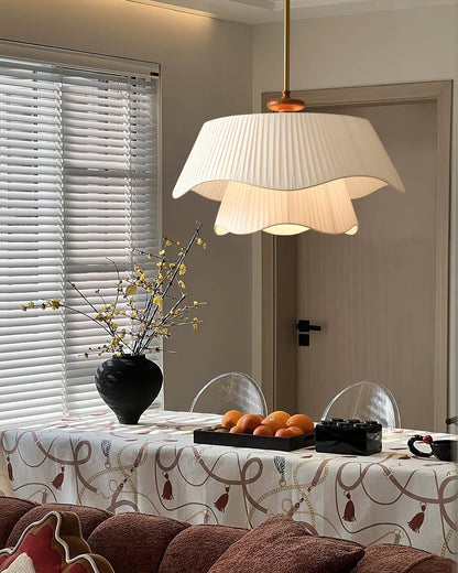 Layered Fabric Drum Pendant Light 10 in Dining Room Farmhouse Style Ceiling Fixture Bedroom Kitchen Island Wood Accent Hanging Lamp E26 Sock