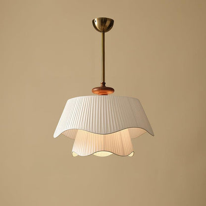 Layered Fabric Drum Pendant Light 10 in Dining Room Farmhouse Style Ceiling Fixture Bedroom Kitchen Island Wood Accent Hanging Lamp E26 Sock