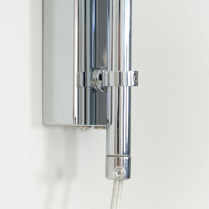 Swing Arm Wall Sconce Chrome Metal Adjustable Reading Light E26 LED Bedroom Bedside Task Lighting for Home Office Study