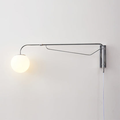 Swing Arm Wall Sconce Chrome Metal Adjustable Reading Light E26 LED Bedroom Bedside Task Lighting for Home Office Study