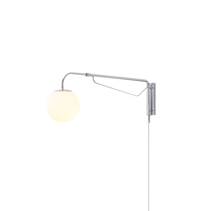 Swing Arm Wall Sconce Chrome Metal Adjustable Reading Light E26 LED Bedroom Bedside Task Lighting for Home Office Study