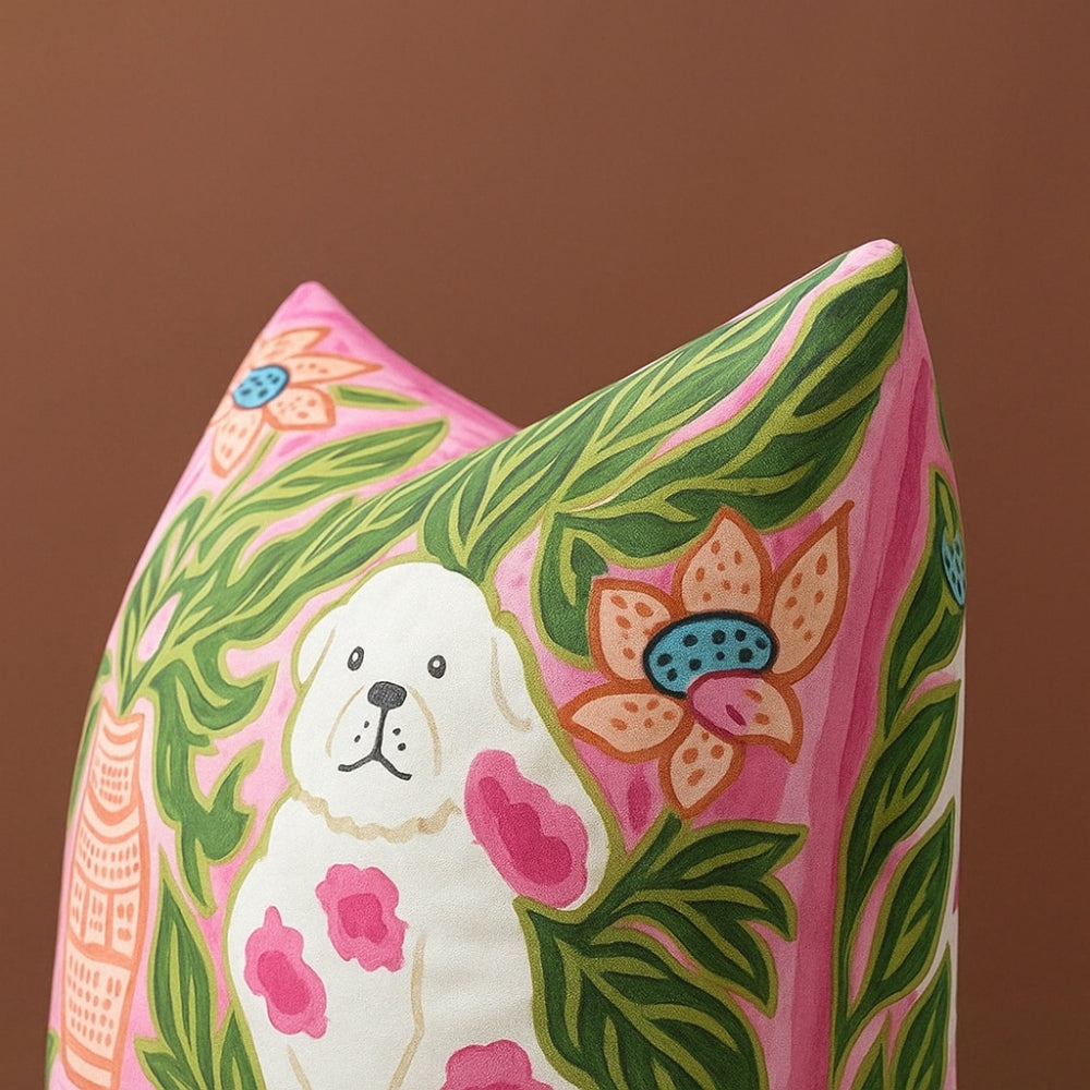 Bello Cushion Cover - Microfiber Blend, Artistic Dog Design
