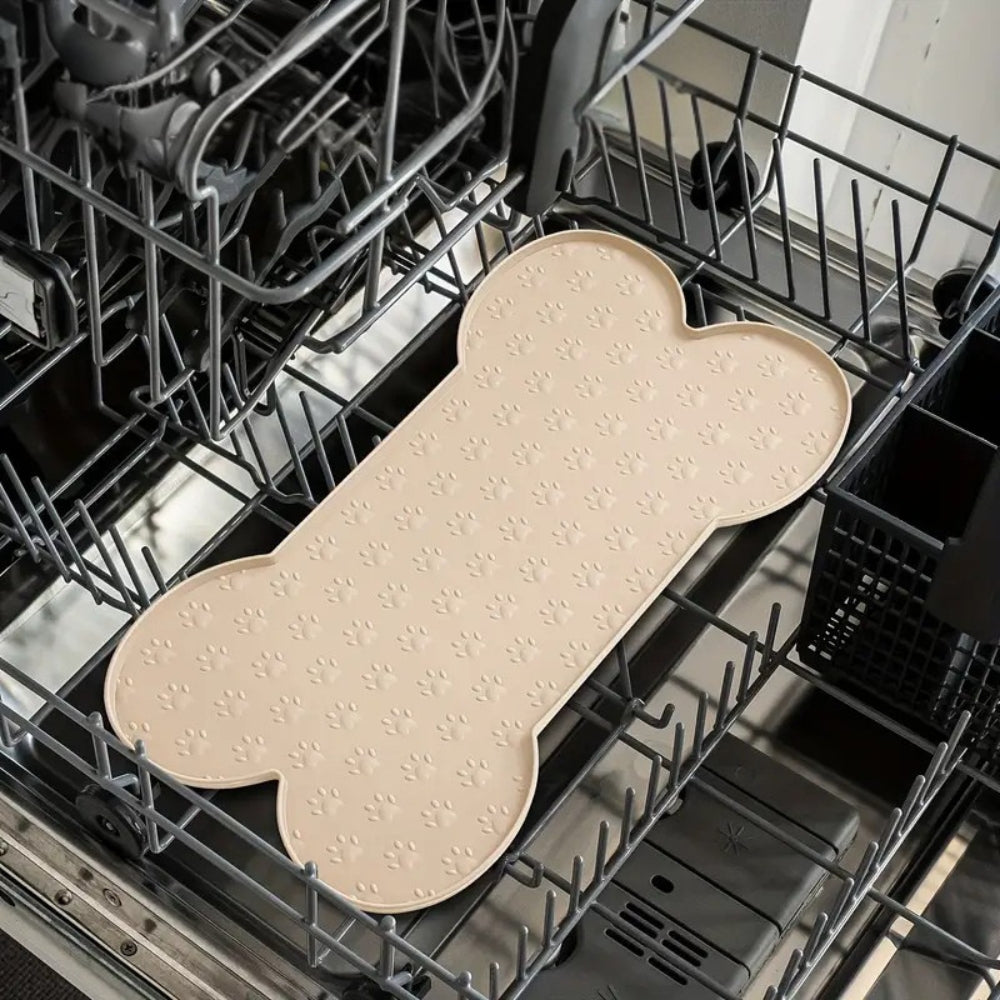 Benson Dog Food Mat - Waterproof Silicone, Non-Slip Bone Shape