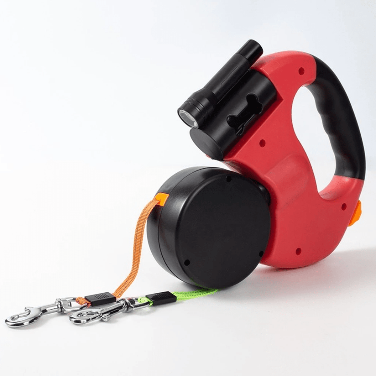 Dual Retractable Dog Leash with LED Flashlight for Walking Two Pets Simultaneously