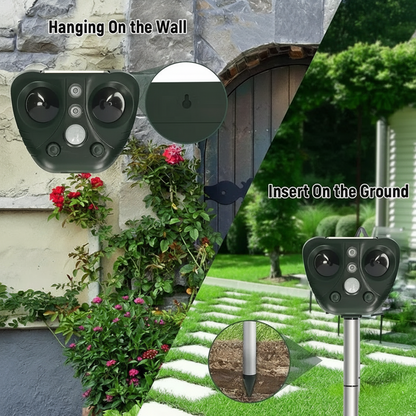 EcoGuard | Ultrasonic Bird Repeller with Solar Power & LED Lights | Humane Bird Deterrent for Gardens