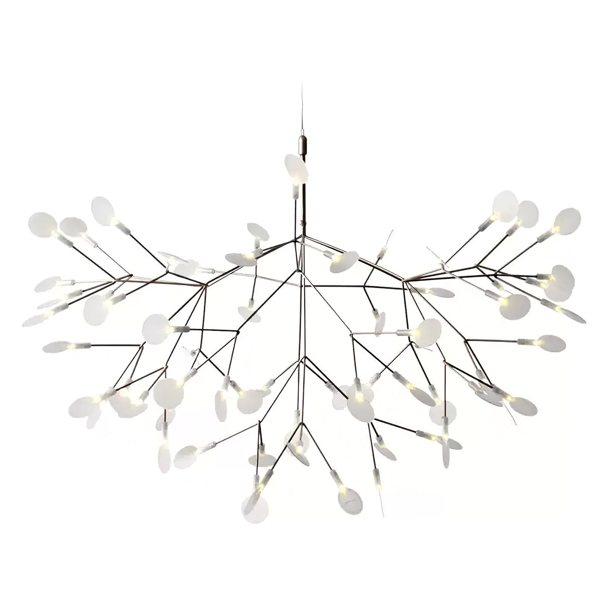 Branching LED Chandelier with Acrylic Petals Black Finish 20W Integrated Light Dimmable Remote Option Modern Statement Fixture Indoor Living