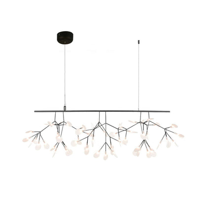 Branching LED Chandelier with Acrylic Petals Black Finish 20W Integrated Light Dimmable Remote Option Modern Statement Fixture Indoor Living