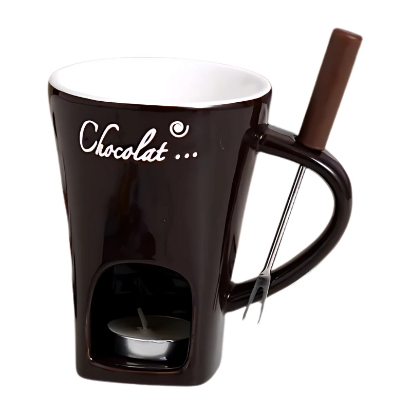 Candle-Heated Fondue Pot Set Ceramic Chocolate Cheese Melting Warmer Party Dessert Appetizer Tabletop Server for Gatherings Parties