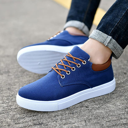 Canvas Sneakers for Men with Platform Sole – Casual Lace-Up Shoes for Work, Weekends & Everyday Wear