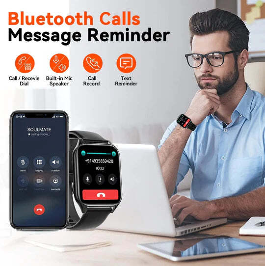 Smart Watches Fitness Tracker Bluetooth Smartwatch, Smart Fitness Watch with Step Tracker and Sleep Tracking, Sports Watch for Running