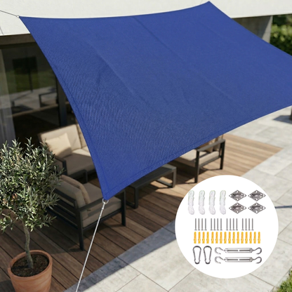 Rectangle Canopy Tarp 10×16.5 ft Waterproof Sunshade for Deck Yard Pool Balcony Pergola Gazebo Porch Awning 98% UV Block Shelter with Rope T