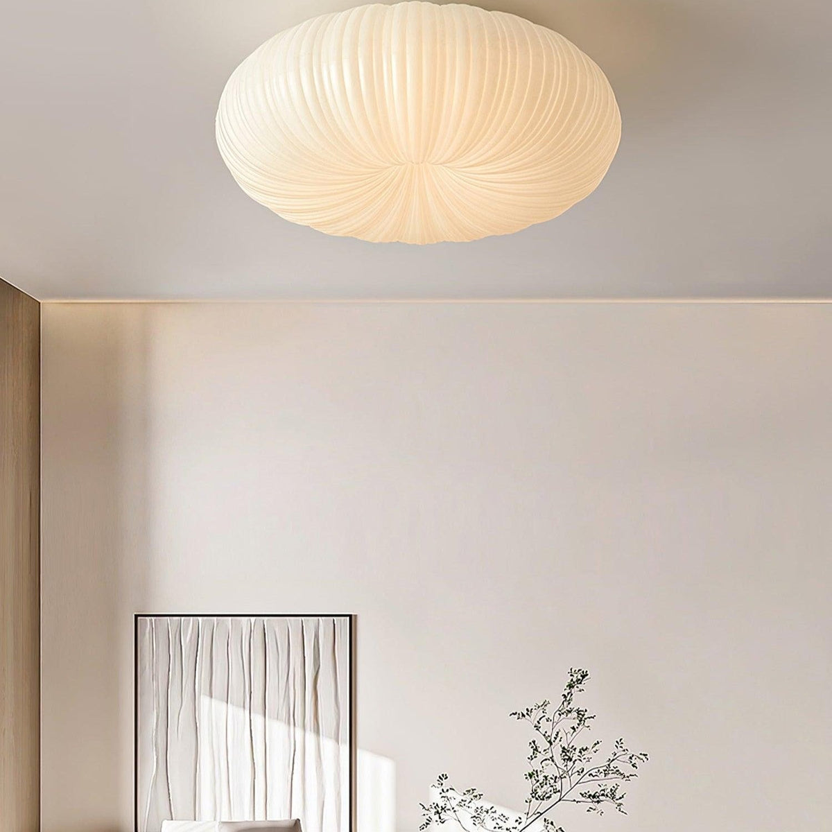 Round Flush Mount LED Light with Remote Control White 22 Inch Dimmable for Bedroom Living Room Kitchen Modern Low Profile Fixture