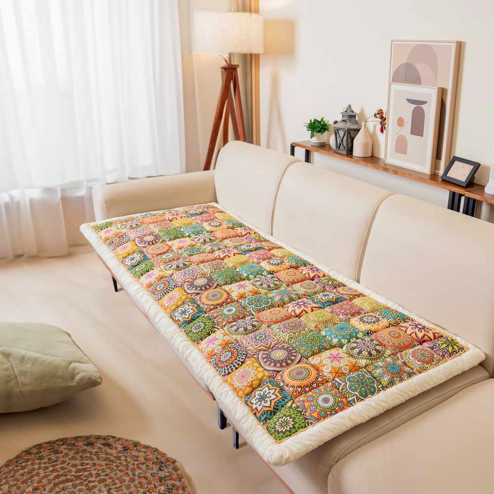 Quilted Cotton Furniture Protector Cover Anti-Slip Couch Cushion Pad for Sofa Chair Loveseat Pet-Friendly Washable Mat for Living Room